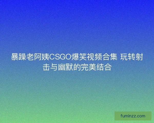 暴躁老阿姨CSGO爆笑视频合集 玩转射击与幽默的完美结合
