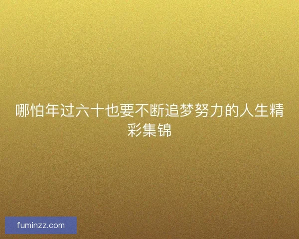 哪怕年过六十也要不断追梦努力的人生精彩集锦